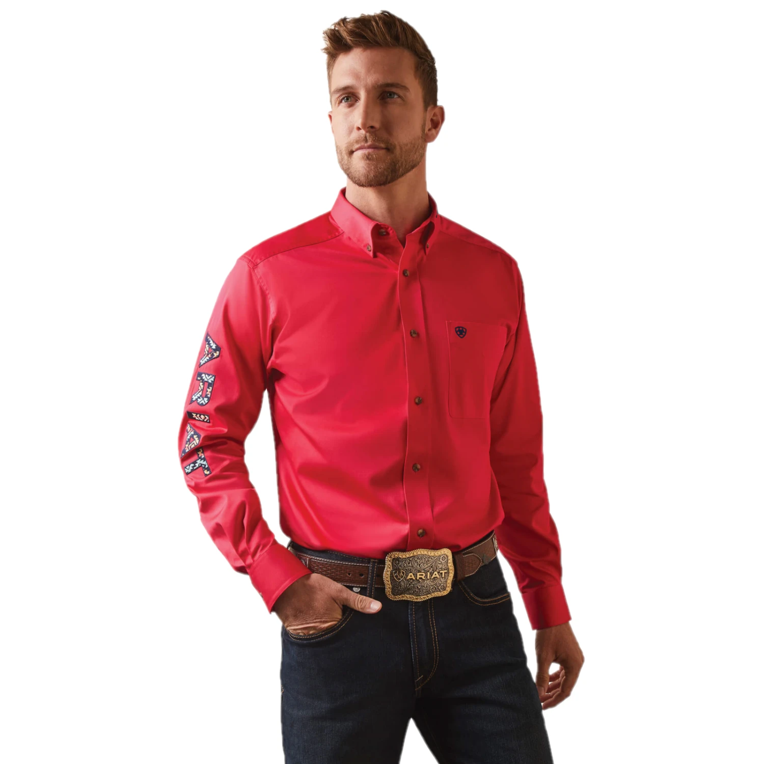Ariat® Men's Team Logo Classic Azalea Button Down Shirt 10043567 1 Ariat® Men's Team Logo Classic Azalea Button Down Shirt 10043567