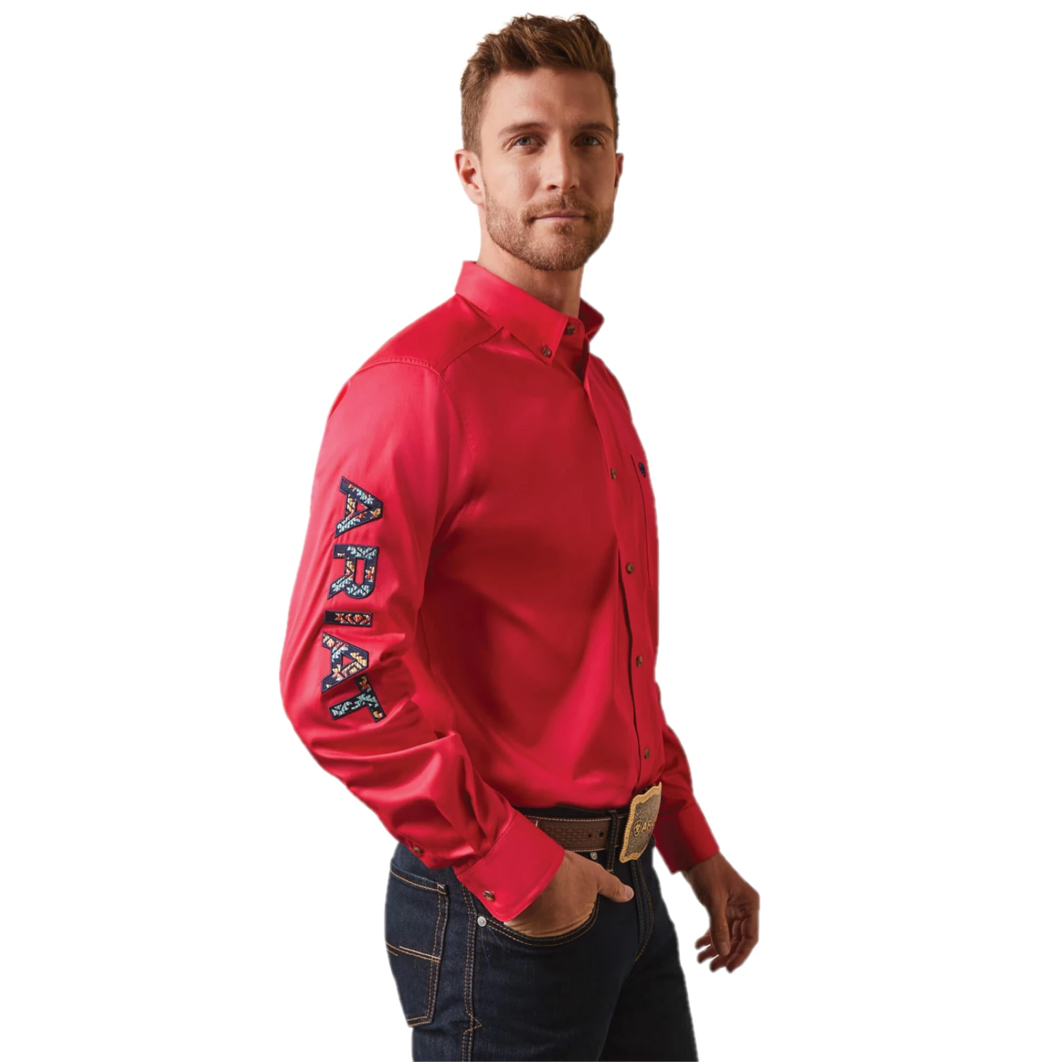 Ariat® Men's Team Logo Classic Azalea Button Down Shirt 10043567 3 Ariat® Men's Team Logo Classic Azalea Button Down Shirt 10043567 - Image 3