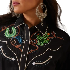 Ariat® Ladies Wynette Jeweled Black Button Down Shirt 10043689 -Ariat Style 10043689b