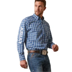 Ariat® Men's Team Samson Classic Blue Plaid Button Down Shirt 10043794