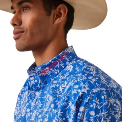 Ariat® Men's Team Steven Fitted Blue Floral Button Down Shirt 10043798 -Ariat Style 10043798f
