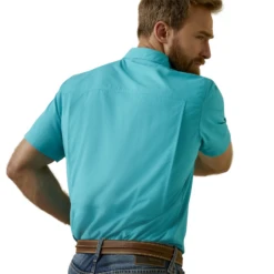Ariat® Men's VentTEK™ Outbound Fitted Aqua Blue Button Down Shirt 10045036 -Ariat Style 10045036c