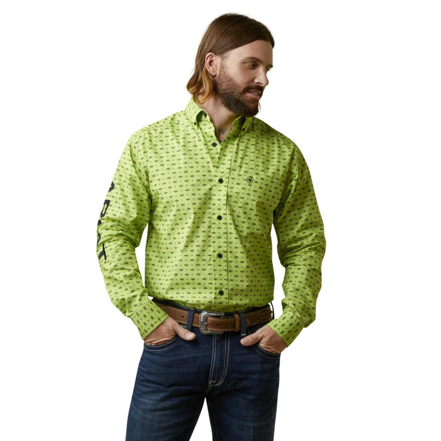 Ariat® Men's Team Pruitt Wasabi Green Casual Button Down Shirt 10045065 1 Ariat® Men's Team Pruitt Wasabi Green Casual Button Down Shirt 10045065