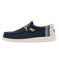 Hey Dude Men's Wally Linen Natural Navy Shoes 110792568 -Ariat Style 110792568 Hey Dude Mens Wally Linen Shoes kowear 01 14651.1647855929