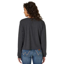 Wrangler® Ladies George Strait Dark Grey Cropped T-Shirt 112319174 -Ariat Style 112319174 1
