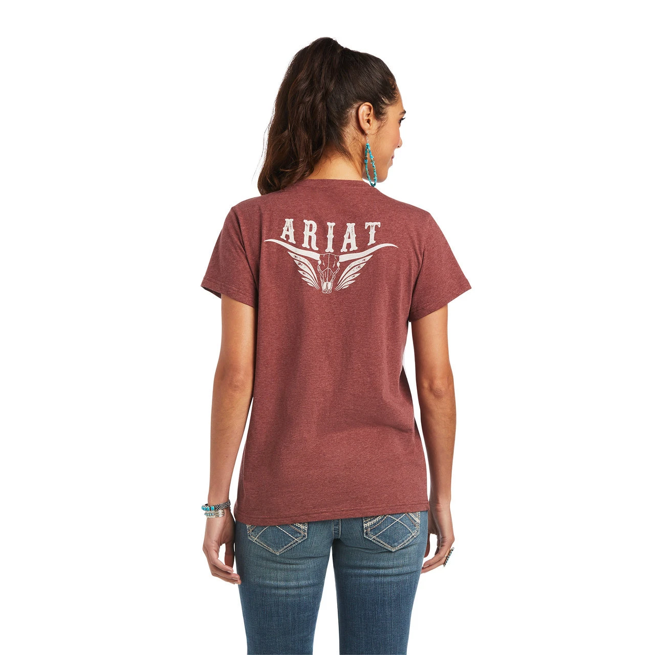 Ariat® Ladies R.E.A.L™ Longhorn Roasted Russet T-Shirt 10040621 1 Ariat® Ladies R.E.A.L™ Longhorn Roasted Russet T-Shirt 10040621