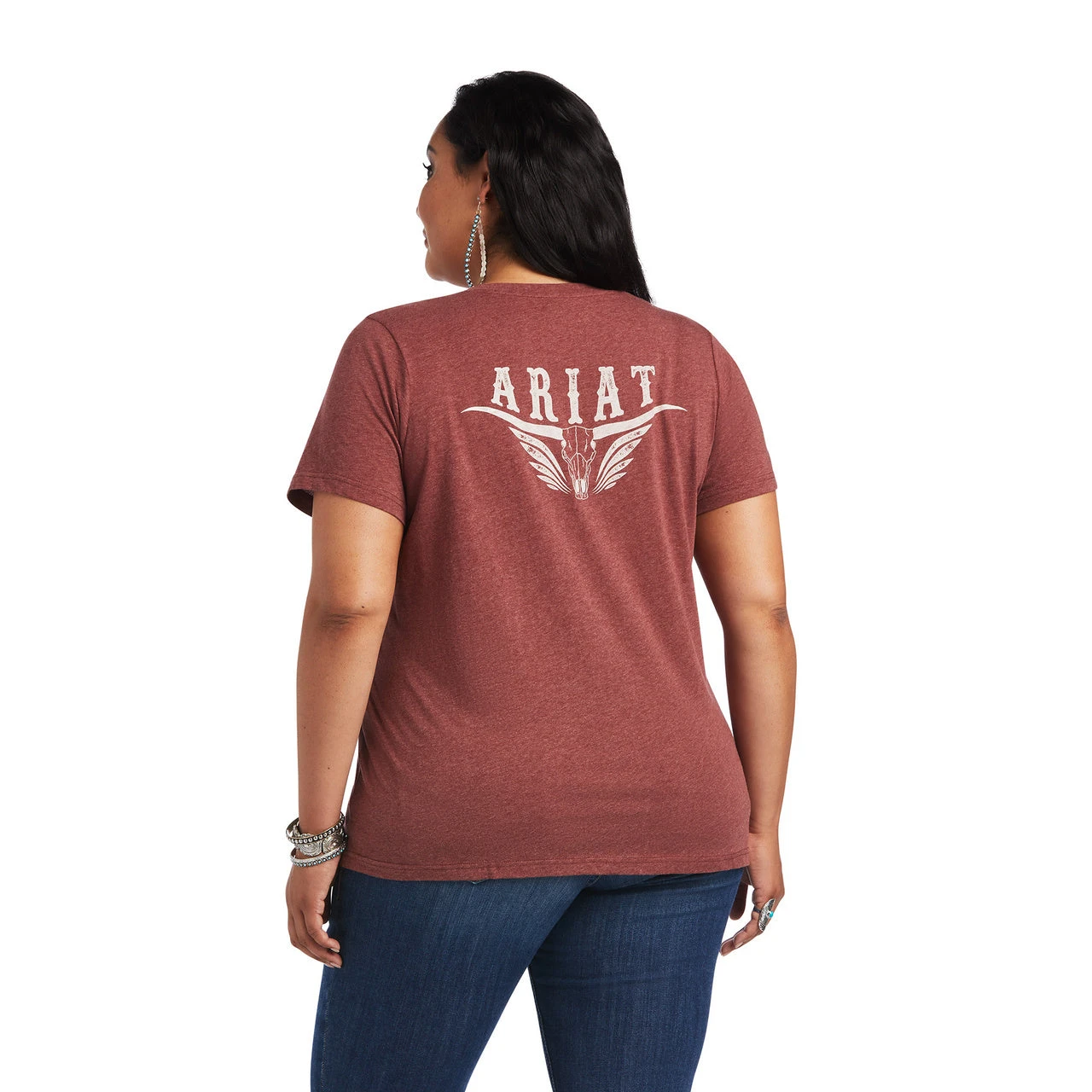 Ariat® Ladies R.E.A.L™ Longhorn Roasted Russet T-Shirt 10040621 2 Ariat® Ladies R.E.A.L™ Longhorn Roasted Russet T-Shirt 10040621 - Image 2