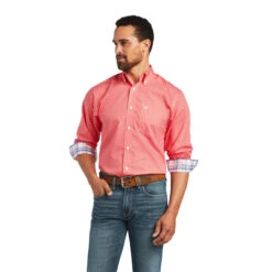 Ariat Men's Wrinkle Free Nathan Red Button Down Shirt 10040542