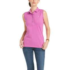 Ariat Ladies Prix 2.0 Sleeveless Meadow Mauve Polo Shirt 10034998