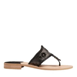 Jack Rogers Ladies Crackled Metallic Gunmetal Flat Sandals 142211JK02 -Ariat Style 142211JK02 1