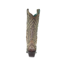 Corral Boots Corral Ladies Straw Brown Studded Boot W/ Bronze & Black Laser Inlay E1620 -Ariat Style 1620d