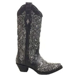 Corral Boots Corral Ladies Black & Grey Inlay Embroidery & Studs Boots A3320 -Ariat Style 1 b2d15565 f05e 4ec8 80f5 17135efb1ad2