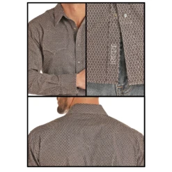Rock & Roll Cowboy Men's Brown Poplin Print LS Snap Shirt B2S2321 5 Rock & Roll Cowboy Men's Brown Poplin Print LS Snap Shirt B2S2321 -Ariat Style 2321multi