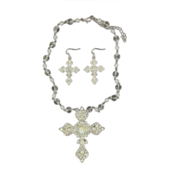 Blazin Roxx® Ladies Crystal Cross Necklace & Earrings Set 3030805