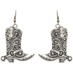 M&F® Ladies Cowboy Boot Silver Drop Earrings 30360