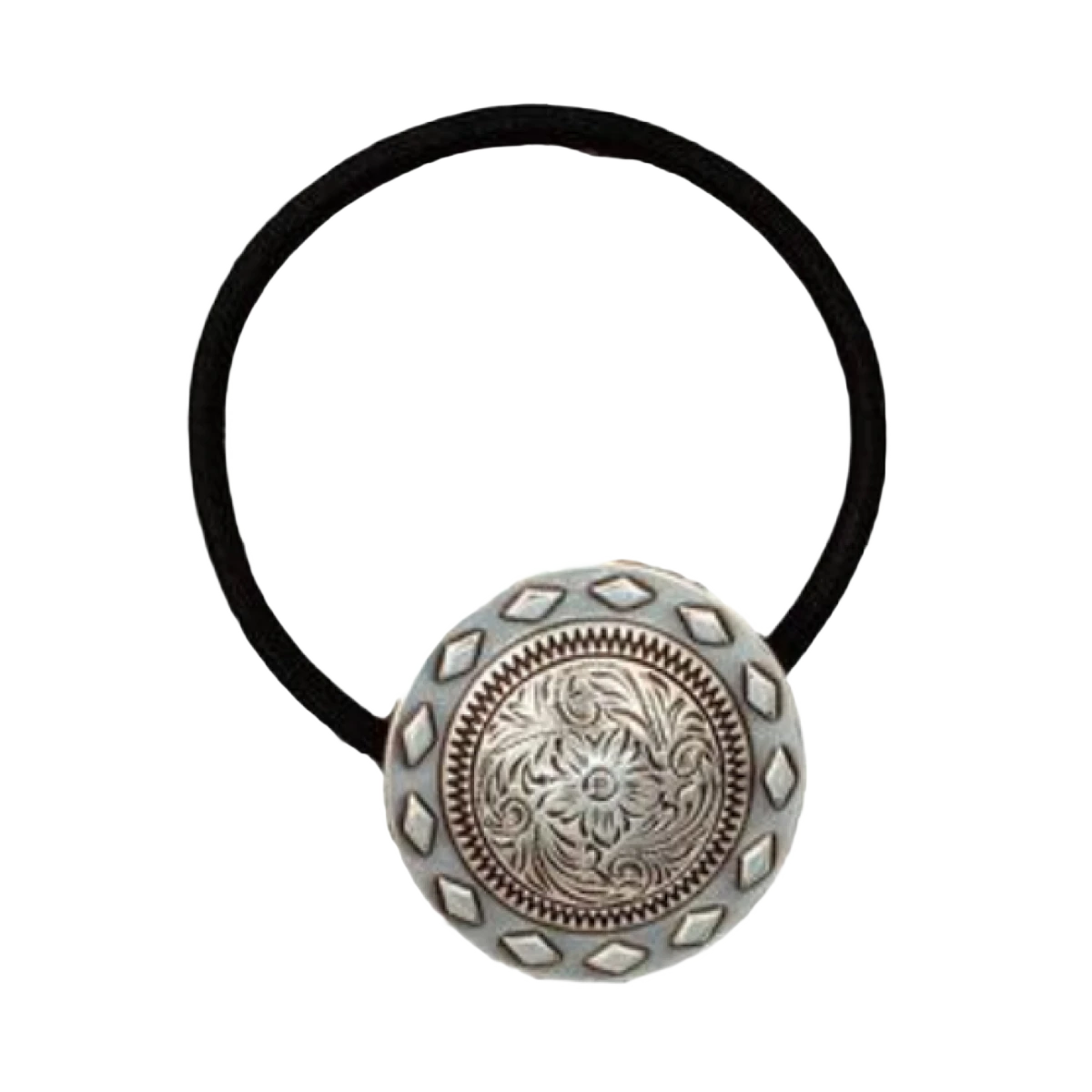 Blazin Roxx® Ladies Swirl Concho Black Hair Tie 30479 1 Blazin Roxx® Ladies Swirl Concho Black Hair Tie 30479