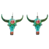 Blazin Roxx® Ladies Cow Skull Floral Multi-Colored Earrings 30949