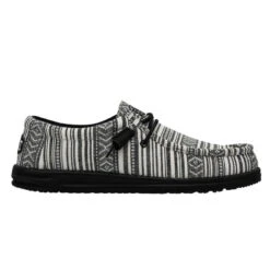 Hey Dude Men's Wally Serape Gravel Black Slip On Shoes 40017-0YB -Ariat Style 40017 0YB WALLY SERAPE BLACK GRAVEL LEFT 111