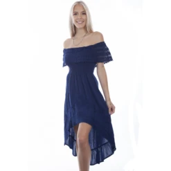 Scully Ladies Off Shoulder Hi/Lo Royal Dress PSL-266-ROY