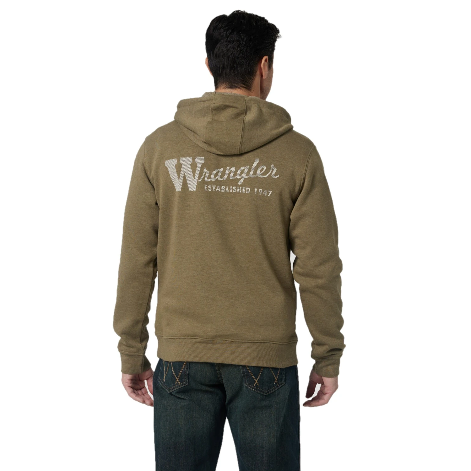 Wrangler® Men's MH Burnt Olive Heather Full Zip Hoodie 112324810 2 Wrangler® Men's MH Burnt Olive Heather Full Zip Hoodie 112324810 - Image 2
