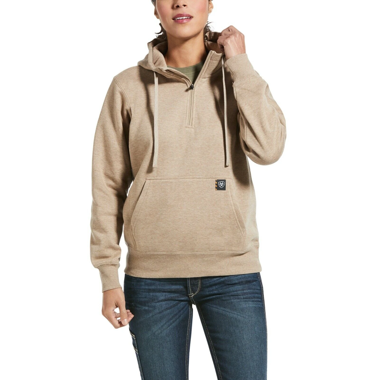 Ariat Ladies Rebar Skill-Set Beige Oatmeal 1/2-Zip Hoodie 10032912 1 Ariat Ladies Rebar Skill-Set Beige Oatmeal 1/2-Zip Hoodie 10032912