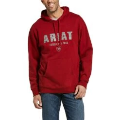 Ariat® Men's Digi Logo Brushed Fleece Red Hoodie 10033149