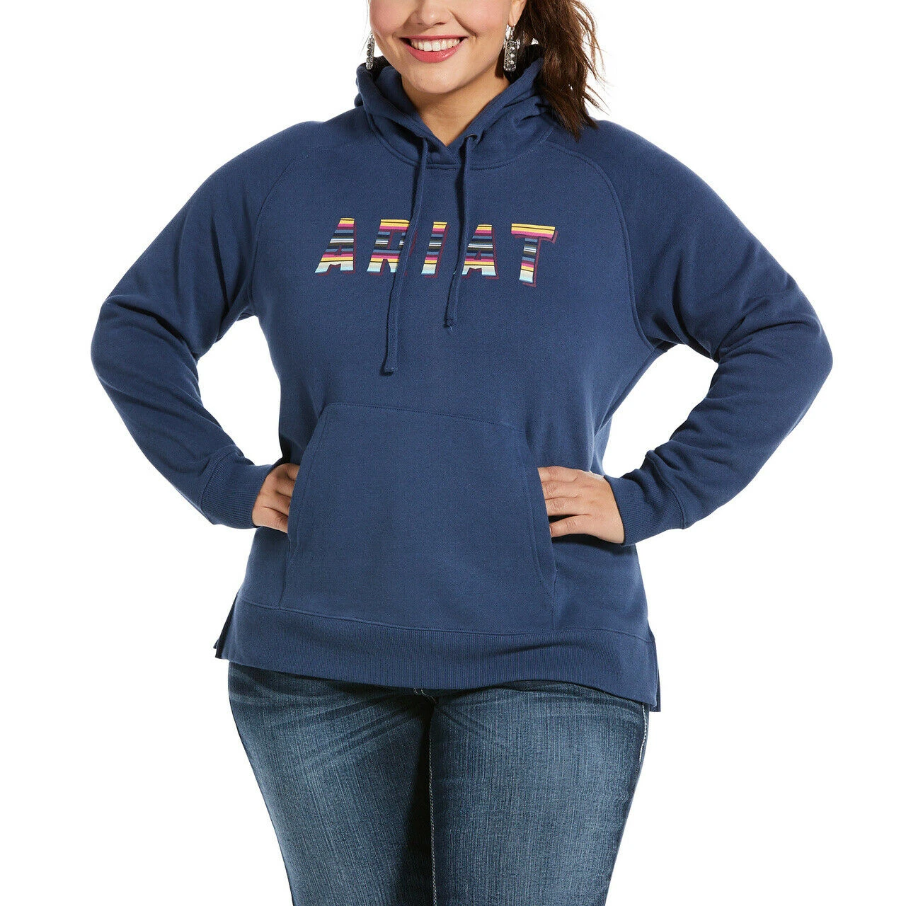 Ariat® Ladies Serape Logo Marine Blue Hoodie Sweatshirt 10032786 2 Ariat® Ladies Serape Logo Marine Blue Hoodie Sweatshirt 10032786 - Image 2