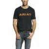 Ariat® Men's Branded Logo Navy & Orange Short Sleeve T-Shirt 10025207