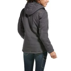 Ariat® Ladies Rebar™ DuraCanvas™ Insulated Grey Hooded Jacket 10032917 -Ariat Style 57 2374c209 13b5 437b 817e b96be25a8805