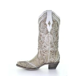 Corral Boots Corral Ladies White Overlay With Studs & Crystals Leather Boots A3837 -Ariat Style 57 2b206ca5 5184 428f b29a 026889db6278