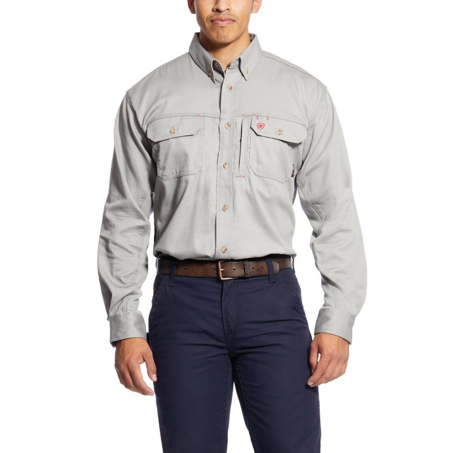 Ariat® Men's FR Solid Vent Grey Silver Fox Work Shirt 10019063 1 Ariat® Men's FR Solid Vent Grey Silver Fox Work Shirt 10019063