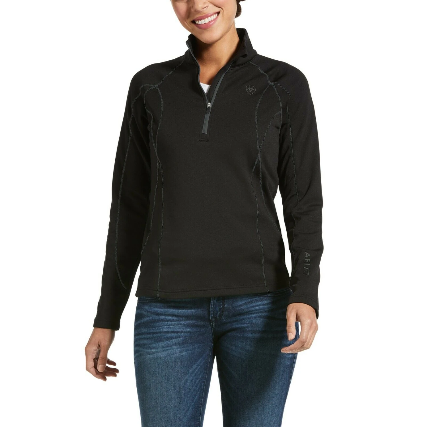 Ariat® Ladies Conquest 2.0 Black 1/2 Zip Sweatshirt 10032657 1 Ariat® Ladies Conquest 2.0 Black 1/2 Zip Sweatshirt 10032657