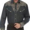 Scully Men's Denim Vine Embroidered Western Button-Up Shirt P-907-DEN