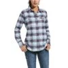 Ariat® Ladies Rebar Flannel DuraStretch Blue Plaid Work Shirt 10032906