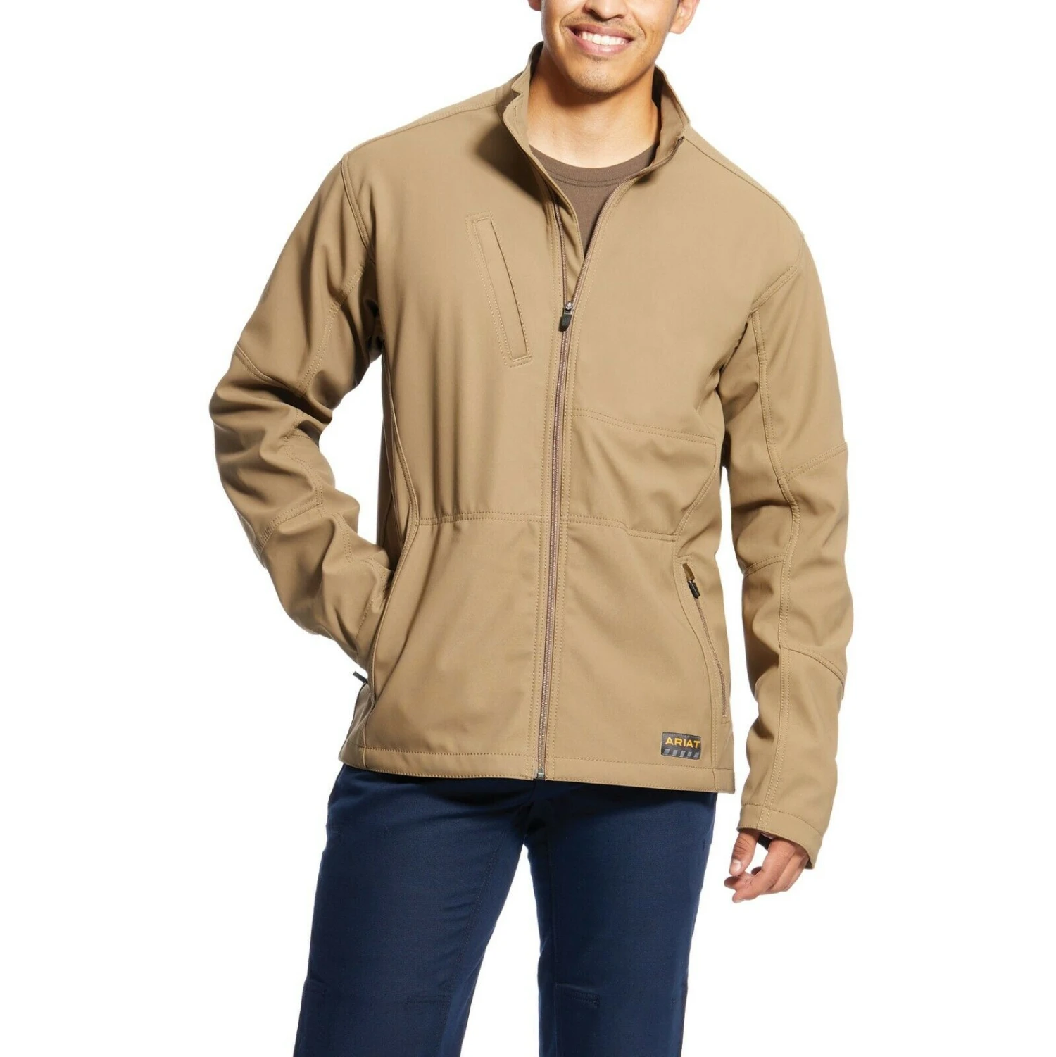 Ariat® Men's Khaki Rebar Stretch Canvas Softshell Jacket 10023903 1 Ariat® Men's Khaki Rebar Stretch Canvas Softshell Jacket 10023903