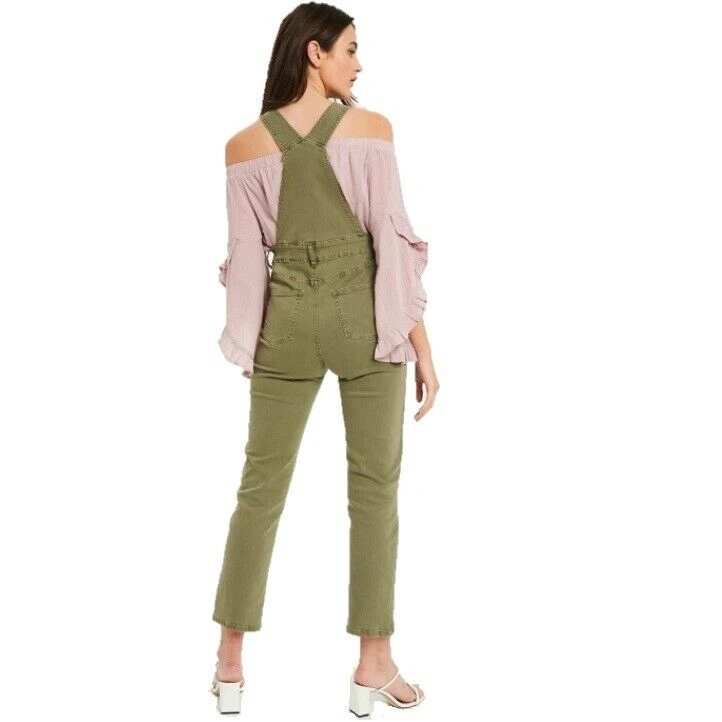 Listicle Ladies Olive Skinny Denim Overalls LRP0224-OLV 4 Listicle Ladies Olive Skinny Denim Overalls LRP0224-OLV - Image 4