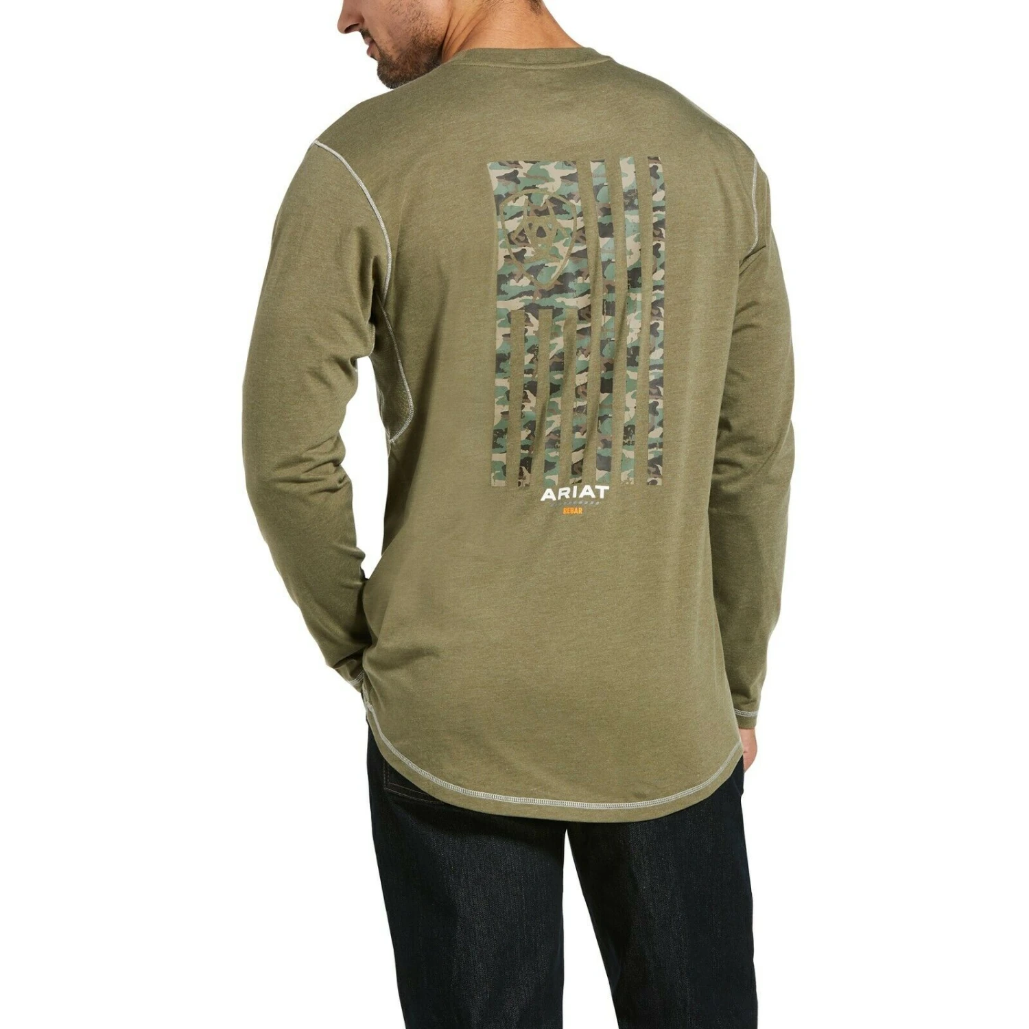 Ariat Men's Rebar Workman Camo Flag Sage Heather Work T-Shirt 10033072 2 Ariat Men's Rebar Workman Camo Flag Sage Heather Work T-Shirt 10033072 - Image 2