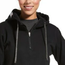 Ariat® Ladies Rebar™ Skill-Set Black 1/2-Zip Hoodie 10032914 -Ariat Style 57 8229c800 40b6 4aaf afce 8f7afa65ec4e