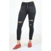 Grace In L.A. Ladies Button Fly Easy-Rise Black Skinny Jeans HNW-9366