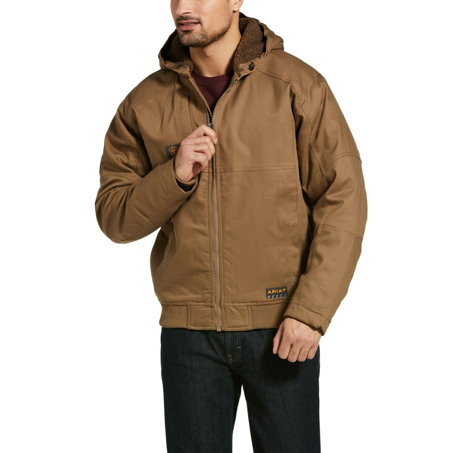 Ariat® Men's Rebar DuraCanvas Field Khaki Brown Hooded Jacket 10032964 1 Ariat® Men's Rebar DuraCanvas Field Khaki Brown Hooded Jacket 10032964
