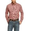 Ariat® Men's FR Bell Wine Red Checks Button Front Work Shirt 10015945