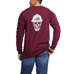 Ariat® Men's FR Roughneck Skull Logo Malbec Red T-Shirt 10026435