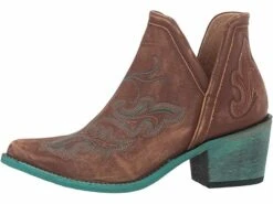 Circle G By Corral Ladies Cognac Brown & Turquoise Embroidery Booties Q0099 -Ariat Style 57 ada67b35 8e80 4f9e 9a76 f04f9c45692f