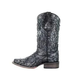 Corral Boots Corral Ladies Black Grey Glitter Inlay & Studs Square Toe Boots C3404 -Ariat Style 57 afe8f084 f078 4c5e b77b 147797a22892
