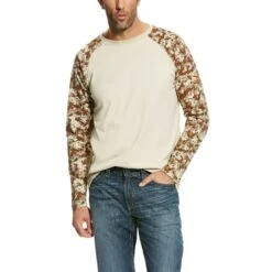 Ariat® Men's FR Sand & Digi Camo Baseball Tee Shirts 10023955