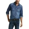 Ariat Men's Retro Long Sleeve Stone Denim Button Up Shirt 10033464