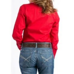 Cinch Ladies Solid Red Button-Down Shirt MSW9164032 -Ariat Style 57 f142441d 5e40 4dd6 b14f c2ddf6c6dd11