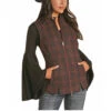 Powder River Outfitters Ladies Wool Burgundy Plaid Vest 58-1006-62
