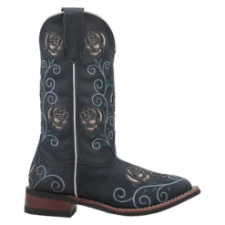 Laredo® Ladies Navy Willow Floral Square Toe Pull On Western Boots 5885 -Ariat Style 5885b
