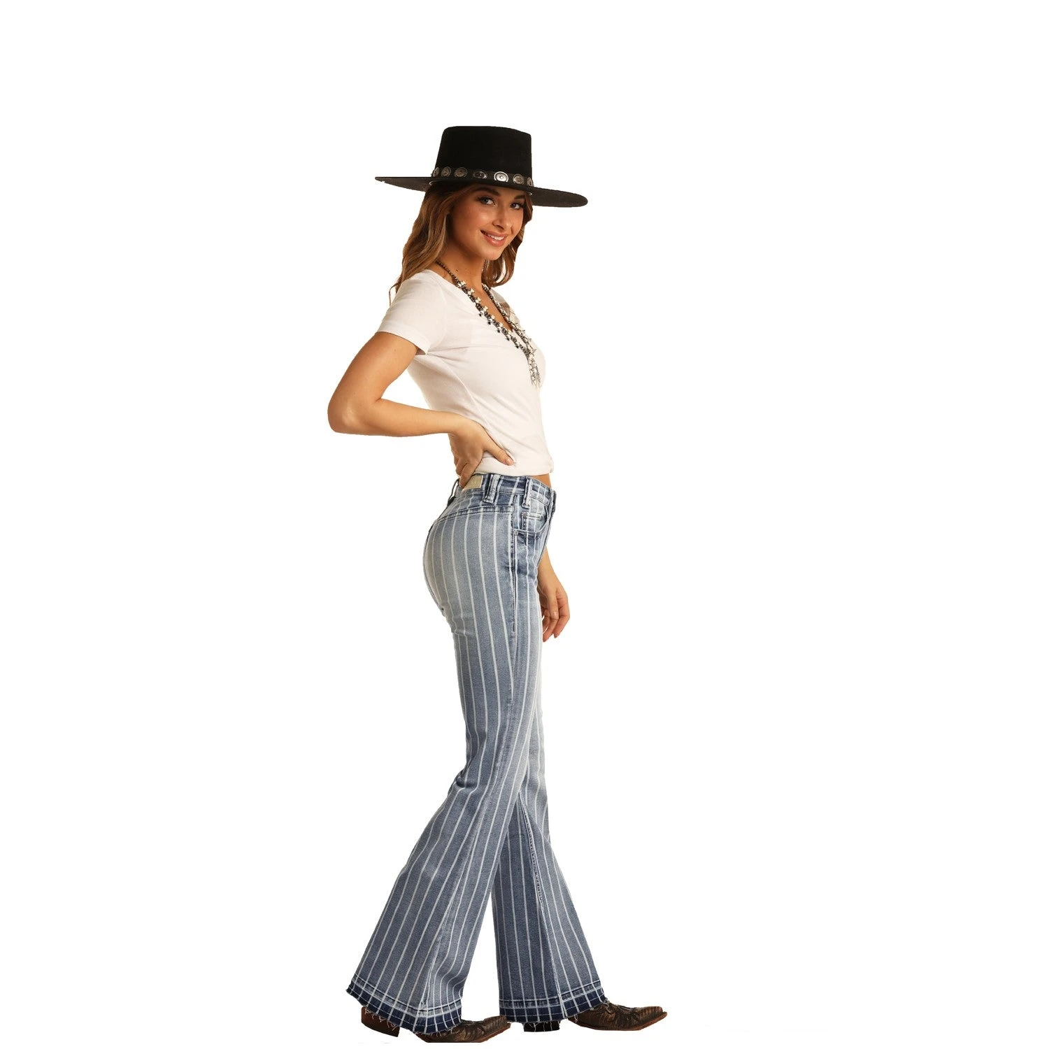 Rock & Roll Cowgirl Ladies Denim High Rise Trouser Jeans W8H2533 1 Rock & Roll Cowgirl Ladies Denim High Rise Trouser Jeans W8H2533